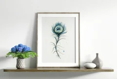 Image of a feather watercolor painting by Shayna Larsen, originals & prints available