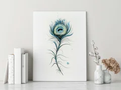 Image of a feather watercolor painting by Shayna Larsen, originals & prints available
