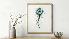 Image of a feather watercolor painting by Shayna Larsen, originals & prints available