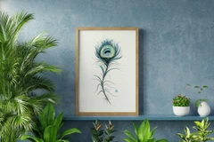 Image of a feather watercolor painting by Shayna Larsen, originals & prints available