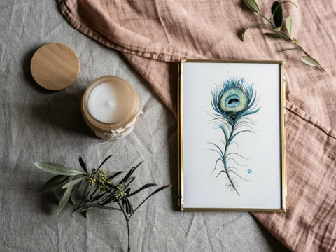Image of a feather watercolor painting by Shayna Larsen, originals & prints available