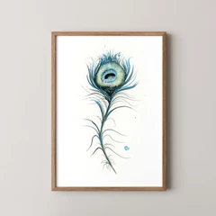 Image of a feather watercolor painting by Shayna Larsen, originals & prints available