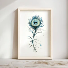 Image of a feather watercolor painting by Shayna Larsen, originals & prints available