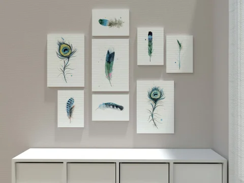 Image of a feather watercolor painting by Shayna Larsen, originals & prints available