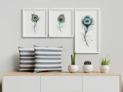 Image of a feather watercolor painting by Shayna Larsen, originals & prints available