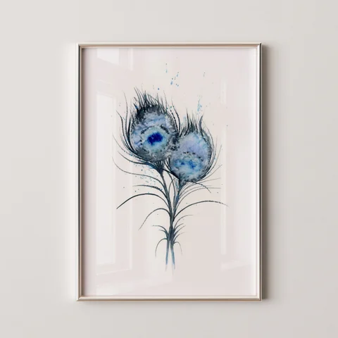 Image of a feather watercolor painting by Shayna Larsen, originals & prints available