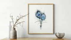 Image of a feather watercolor painting by Shayna Larsen, originals & prints available