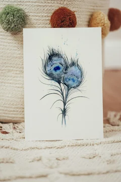 Image of a feather watercolor painting by Shayna Larsen, originals & prints available