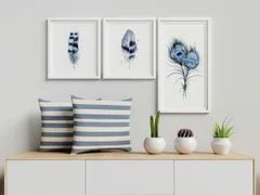 Image of a feather watercolor painting by Shayna Larsen, originals & prints available