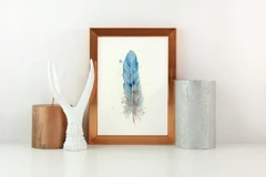 Image of a feather watercolor painting by Shayna Larsen, originals & prints available