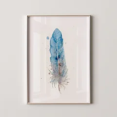 Image of a feather watercolor painting by Shayna Larsen, originals & prints available