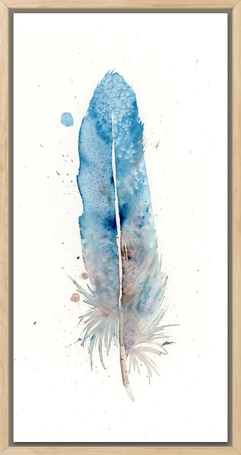 Image of a feather watercolor painting by Shayna Larsen, originals & prints available