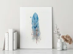 Image of a feather watercolor painting by Shayna Larsen, originals & prints available