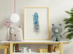 Image of a feather watercolor painting by Shayna Larsen, originals & prints available