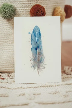 Image of a feather watercolor painting by Shayna Larsen, originals & prints available