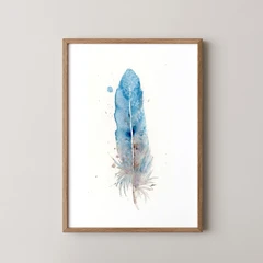 Image of a feather watercolor painting by Shayna Larsen, originals & prints available
