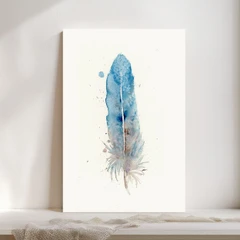 Image of a feather watercolor painting by Shayna Larsen, originals & prints available