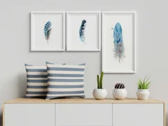 Image of a feather watercolor painting by Shayna Larsen, originals & prints available