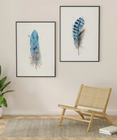 Image of a feather watercolor painting by Shayna Larsen, originals & prints available