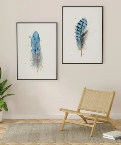 Image of a feather watercolor painting by Shayna Larsen, originals & prints available
