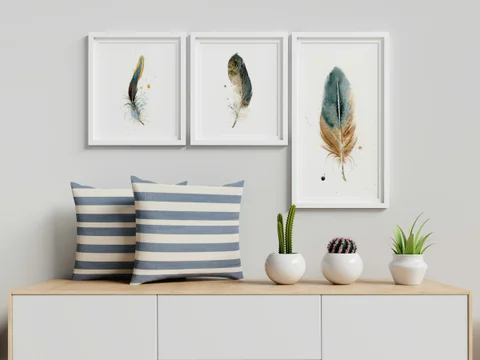 Image of a feather watercolor painting by Shayna Larsen, originals & prints available
