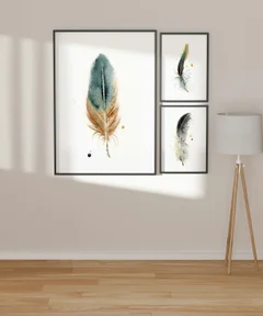 Image of a feather watercolor painting by Shayna Larsen, originals & prints available