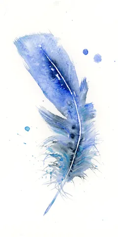 Image of a feather watercolor painting by Shayna Larsen, originals & prints available