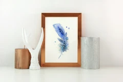 Image of a feather watercolor painting by Shayna Larsen, originals & prints available