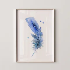 Image of a feather watercolor painting by Shayna Larsen, originals & prints available