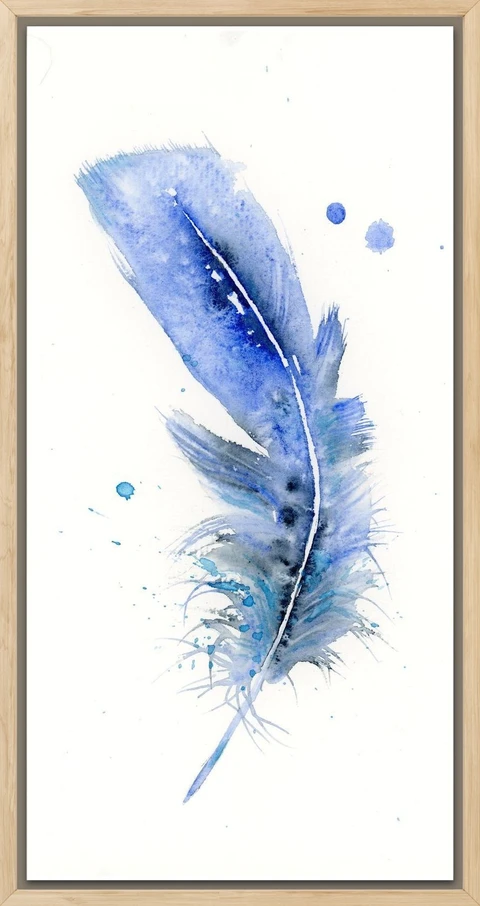 Image of a feather watercolor painting by Shayna Larsen, originals & prints available