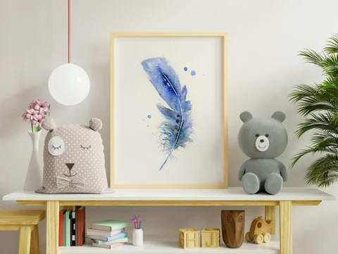 Image of a feather watercolor painting by Shayna Larsen, originals & prints available