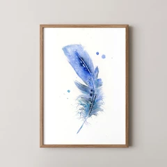 Image of a feather watercolor painting by Shayna Larsen, originals & prints available