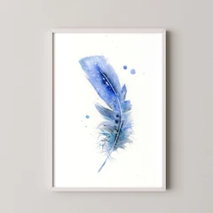 Image of a feather watercolor painting by Shayna Larsen, originals & prints available