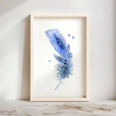 Image of a feather watercolor painting by Shayna Larsen, originals & prints available