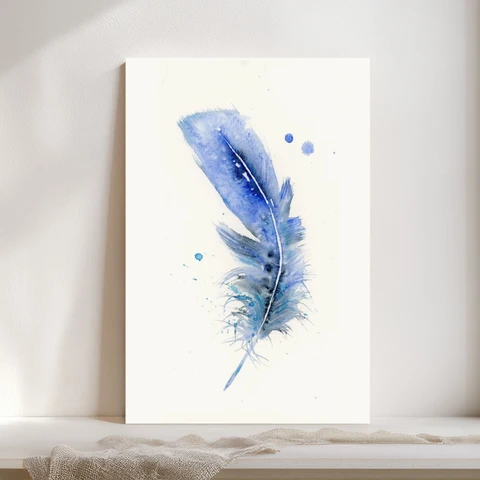 Image of a feather watercolor painting by Shayna Larsen, originals & prints available
