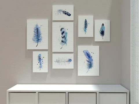 Image of a feather watercolor painting by Shayna Larsen, originals & prints available