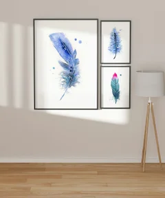 Image of a feather watercolor painting by Shayna Larsen, originals & prints available