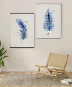 Image of a feather watercolor painting by Shayna Larsen, originals & prints available