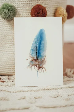 Image of a feather watercolor painting by Shayna Larsen, originals & prints available
