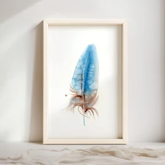 Image of a feather watercolor painting by Shayna Larsen, originals & prints available