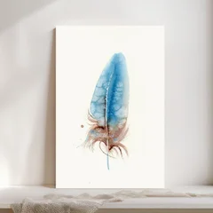 Image of a feather watercolor painting by Shayna Larsen, originals & prints available