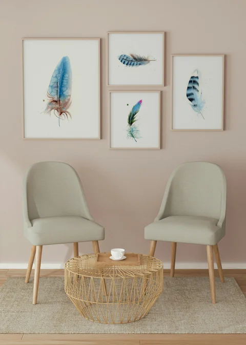 Image of a feather watercolor painting by Shayna Larsen, originals & prints available