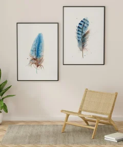Image of a feather watercolor painting by Shayna Larsen, originals & prints available