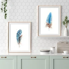Image of a feather watercolor painting by Shayna Larsen, originals & prints available