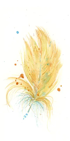 Image of a feather watercolor painting by Shayna Larsen, originals & prints available