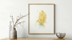 Image of a feather watercolor painting by Shayna Larsen, originals & prints available