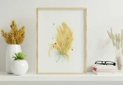 Image of a feather watercolor painting by Shayna Larsen, originals & prints available