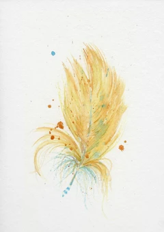 Image of a feather watercolor painting by Shayna Larsen, originals & prints available