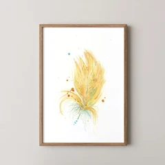 Image of a feather watercolor painting by Shayna Larsen, originals & prints available