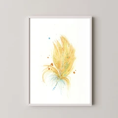 Image of a feather watercolor painting by Shayna Larsen, originals & prints available